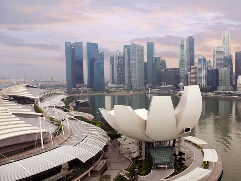 A birds eye view of the Marina Bay skyline in Singapore. Photo: Skyshot A birds eye view of the Marina Bay skyline in Singapore. Photo: Skyshot