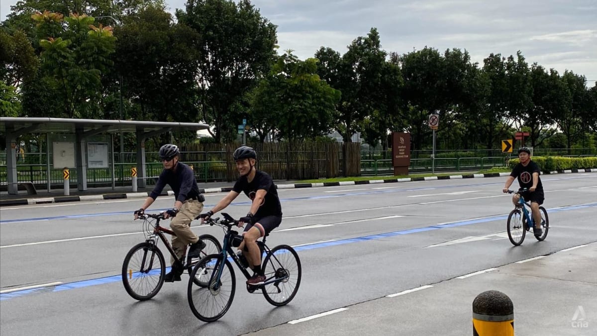 Cyclists get dedicated on road cycling lane at Seletar under six month trial CNA