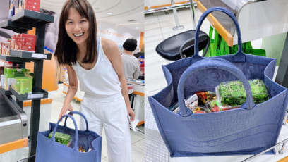 Joanne Peh Reduces Use Of Plastic By Putting Groceries In Her Designer Tote