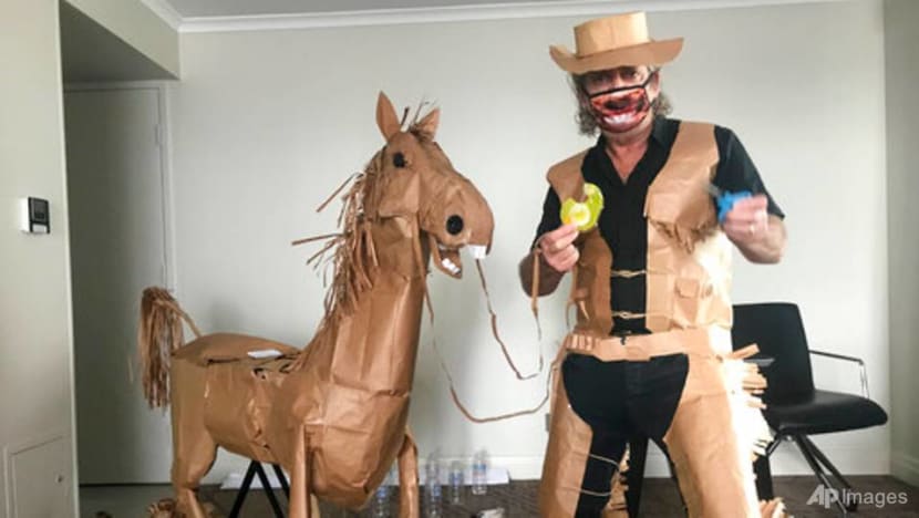 Man rides out Australia hotel COVID-19 quarantine by crafting paper horse, cowboy outfit Man rides out Australia hotel COVID-19 quarantine by crafting paper horse, cowboy outfit