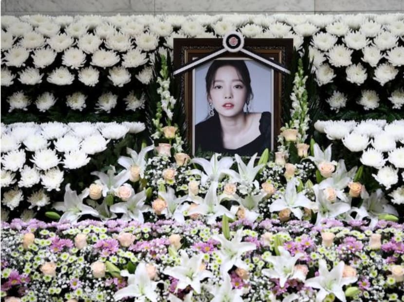 A memorial altar of K-pop star Goo Hara is seen at the Seoul St Mary’s Hospital in Seoul, November 25, 2019.
