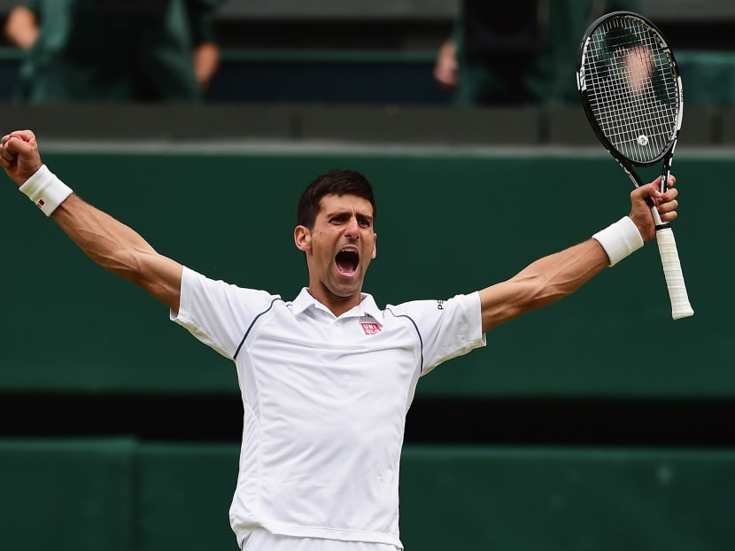 Novak Djokovic of Serbia celebrates after winning the Final Of The Gentlemen's Singles against Roger Federer of Switzerland. Photo: Getty Images