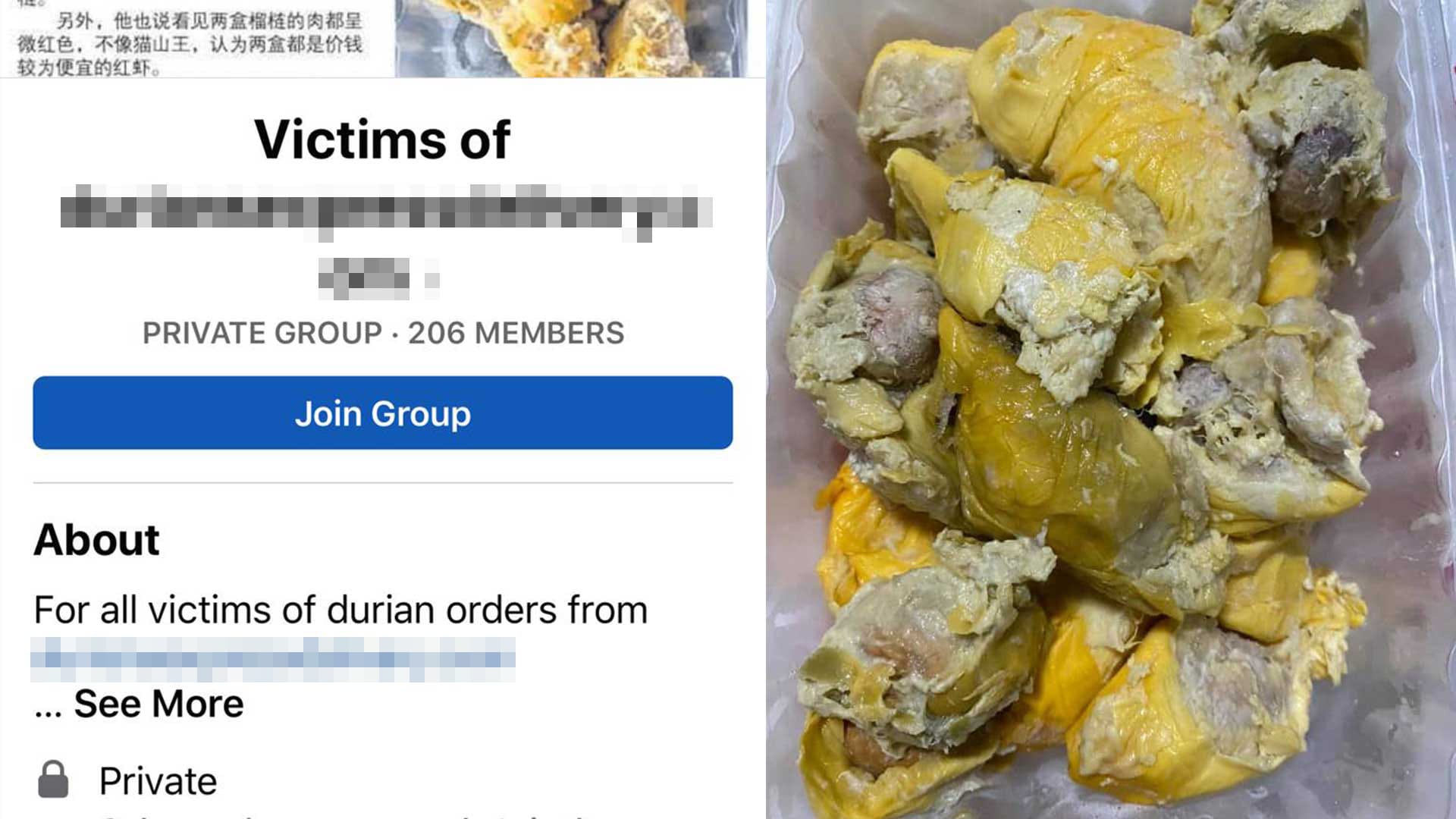 150 People File Police Report Against Durian Shop, Form FB Support Group