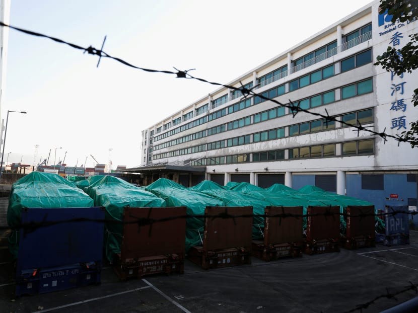 The detained Terrex vehicles seen at a cargo terminal in Hong Kong on November 28, 2016. Photo: Reuters