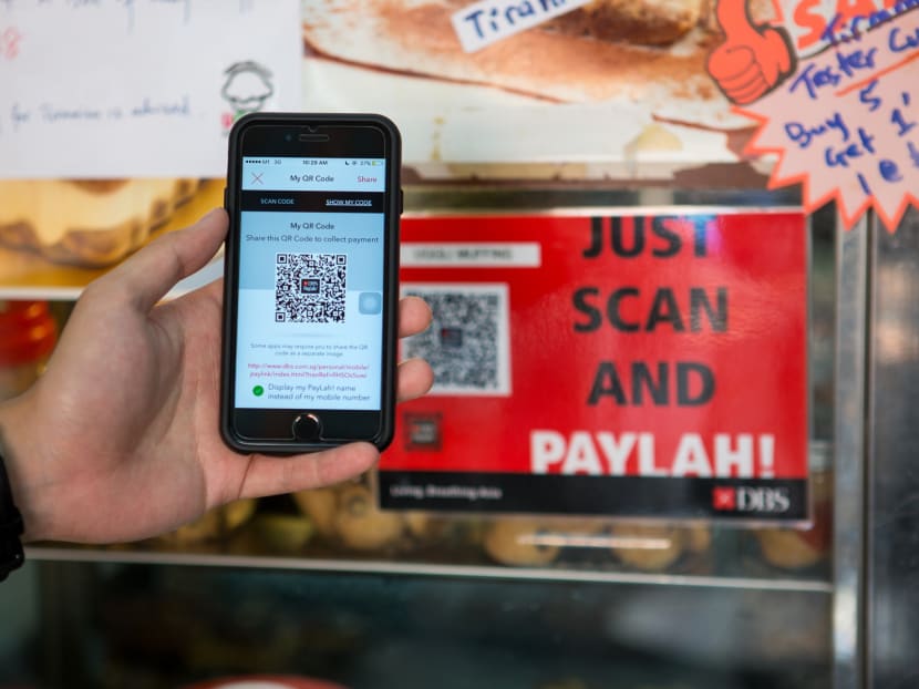Consumers can now pay for meals by scanning a QR code with the DBS PayLah! app. Photo: DBS