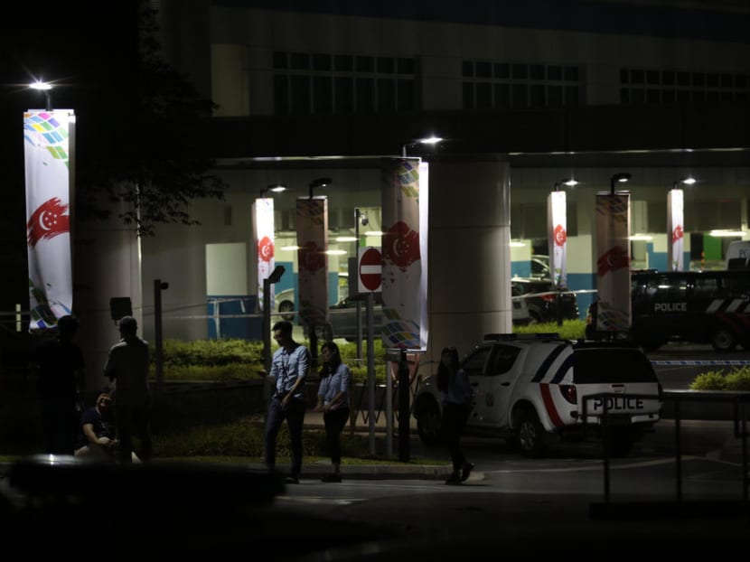 A scene at the Institute of Technical Education College Central in Ang Mo Kio on July 19, 2018, when Seet Cher Hng ambushed his ex-wife at the car park of the college.