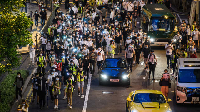 香港反修例爆发一周年民众聚集游行 53人被逮捕