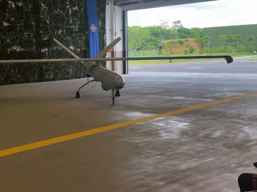 The Hermes 450 (H-450) unmanned aerial vehicle (UAV), delivered to Singapore in 2007, is now fully operational after years of intensive training in the Air Force to operate and maintain the aircraft. Photo: Xue Jianyue/TODAY