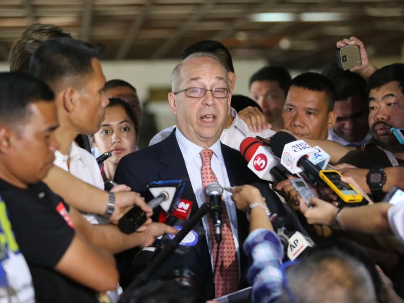 US Assistant Secretary of State Daniel Russel talks to members of the press after a meeting with Philippine Foreign Affairs Secretary Perfecto Yasay (not pictured) at the Department of Foreign Affairs office in Manila on October 24, 2016. Photo: AFP