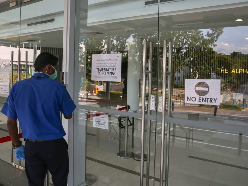 A view of the entrance to Wizlearn Technologies in Science Park. Of the two new confirmed cases, one is a 70-year-old Singaporean worker at a restaurant in West Coast Plaza and the other is linked to the cluster at Wizlearn Technologies.