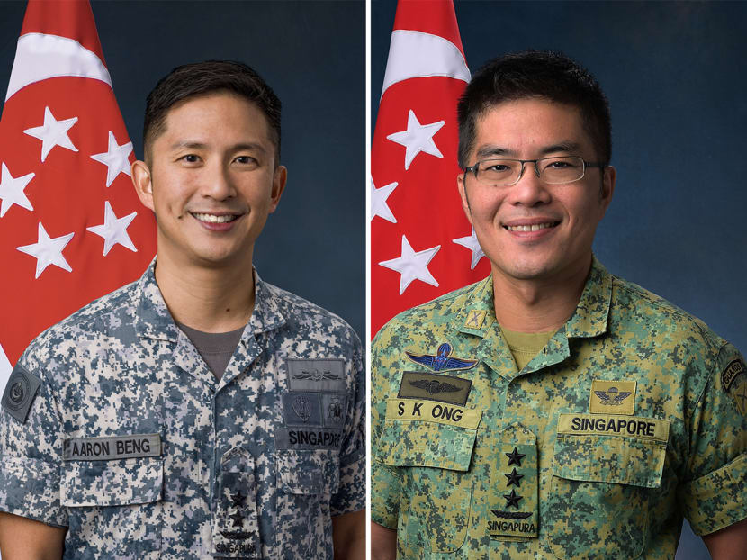 Rear-Admiral Aaron Beng (left) will replace Lieutenant-General Melvyn Ong (right) as Chief of Defence Force from March 24, 2023.