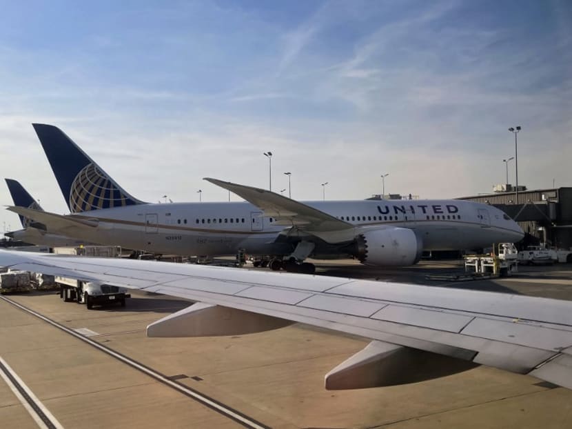 A United Airlines Boeing 787-8 Dreamliner seen at gate at Dulles Washington International airport in Dulles, Virginia on March 12, 2021. A United Airlines Boeing 787-8 Dreamliner seen at gate at Dulles Washington International airport in Dulles, Virginia on March 12, 2021.