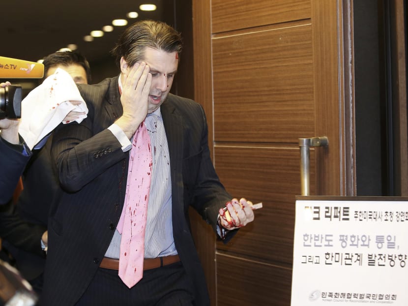 Mr Lippert will need to be treated at Severance Hospital for the next three or four days and may experience sensory problems in his left hand for several months, a hospital spokesperson said. Photo: AP