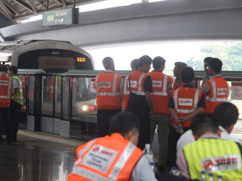 The train collision at Joo Koon MRT station during the rush hour on Wednesday morning (Nov 15) left 29 people injured. Photo: Koh Mui Fong/TODAY The train collision at Joo Koon MRT station during the rush hour on Wednesday morning (Nov 15) left 29 people injured. Photo: Koh Mui Fong/TODAY