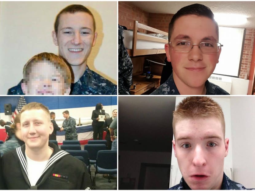 (Clockwise from top left): Sailors Kenneth Smith, John “CJ” Hoagland, Jacob Drake and Logan Palmer with ties to Michigan, Illinois, Texas and Ohio are among 10 who are missing after a US warship collided with an oil tanker in Singapore territorial waters. Photo: Facebook screencap
