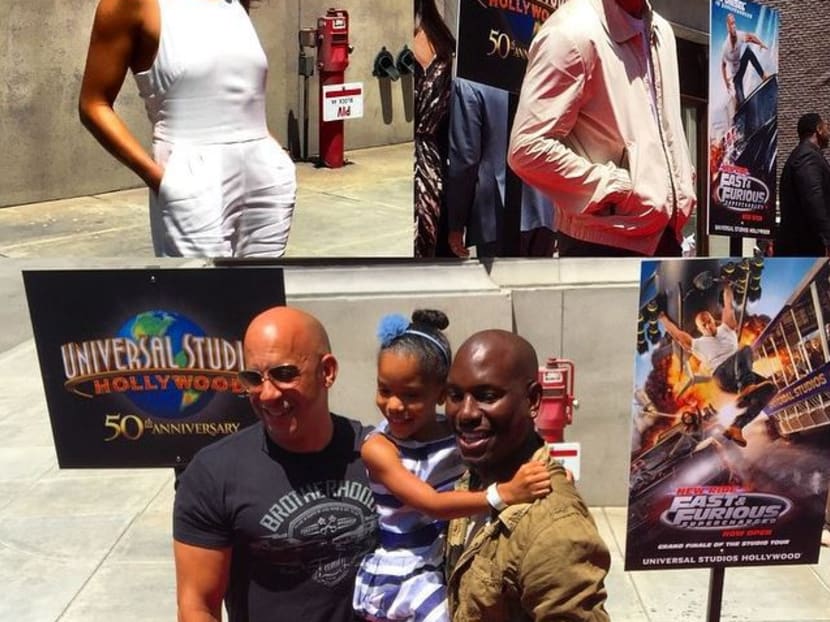 The stars of Fast & Furious on the red carpet of the opening of the new attraction. Photo: Instagram/@unistudios