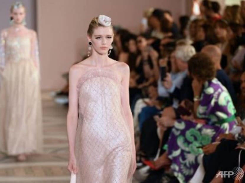 Rainbow feathers, tulle and a sea of pastel at Armani Prive fashion show Rainbow feathers, tulle and a sea of pastel at Armani Prive fashion show
