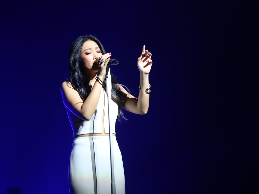 Taiwanese singer A-Lin performing at the Star Theatre on Saturday night. Photo: VizPro