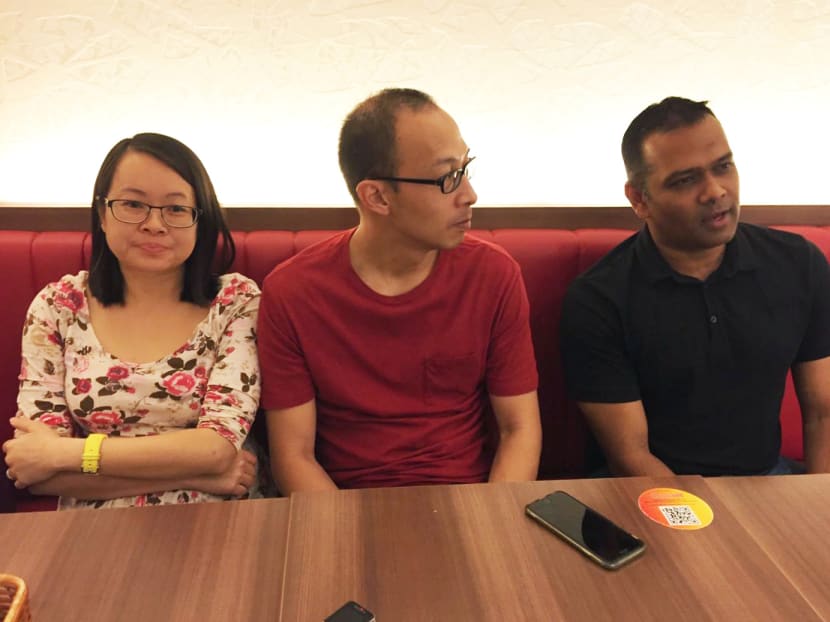 The Singapore Environment Council has sacked its assistant executive director, Mr Gerard Christopher, and its communications director Ms Shirley Chua. From left: Ms Chua, former executive director Edwin Seah, and Mr Christopher. Photo: Wong Pei Ting