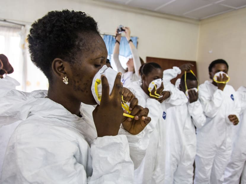 Nurses during training to use Ebola protective gear by World Health Organization, WHO, worker's, in Freetown, Sierra Leone, Thursday,  Sept 18, 2014. Photo: AP