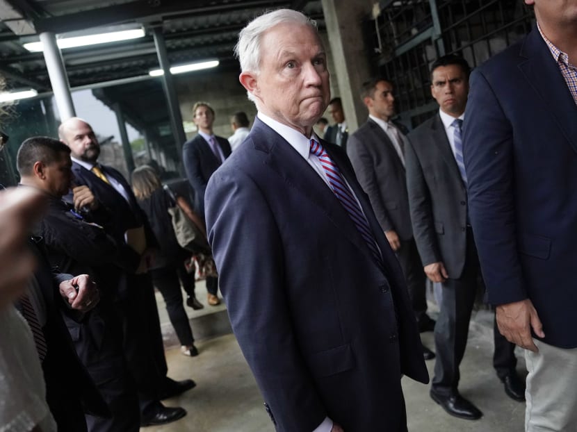 U.S. Attorney General Jeff Sessions pauses near the end of a tour of local police station and detention center in San Salvador, El Salvador, Thursday, July 27, 2017. Photo: AP