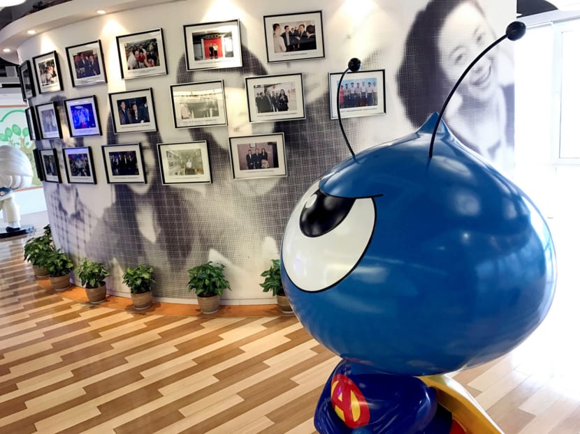 A mascot of Ant Financial, Alibaba’s hugely successful finance arm, at its office in Hangzhou, Zhejiang province, China. Alibaba opened the company to help customers and merchants to carry out transactions more easily. Ant cleared some S$2.31 trillion in transactions last year, making the firm, which originated from AliPay, reportedly worth an estimated US$75 billion. Photo: Reuters