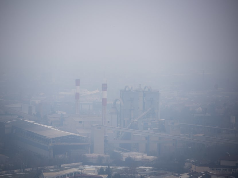 A general view of the city of Skopje, seen through polluted air on Jan 30, 2019, one of the most polluted cities in Europe.
