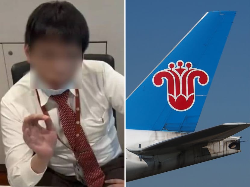 An unidentified counter staff (pictured left) for China Southern Airlines was filmed verbally insulting a passenger at Changi Airport in a video that has gone viral.