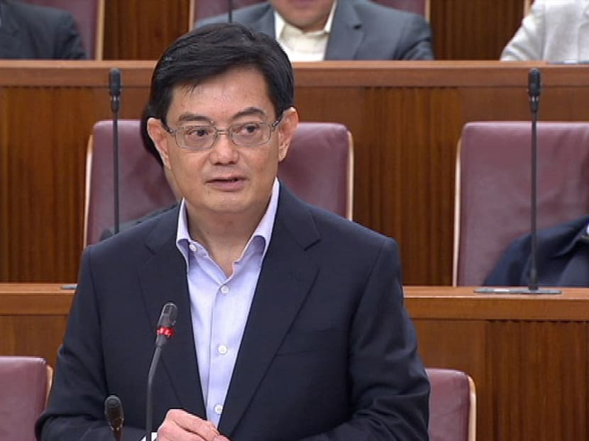 Minister Heng Swee Keat speaking in Parliament on April 6, 2016. Photo: Channel NewsAsia