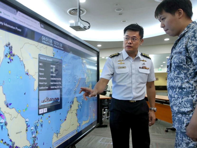 Col David Foo showcasing the Submarine Safety Information Portal. Feedback about the portal will be collated over a year, and the final version will be released in 2019. Photo: Wee Teck Hian