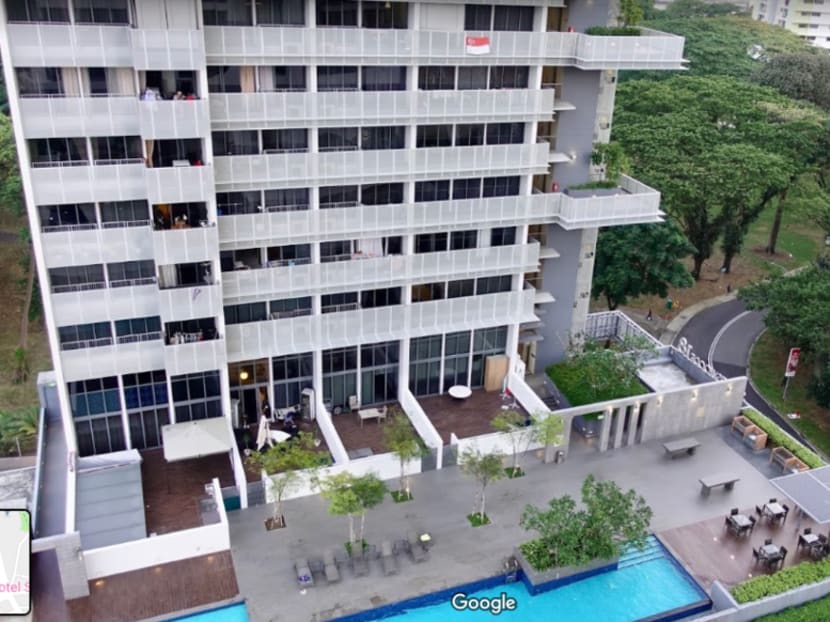 Andrew Gosling, 47, had allegedly thrown a glass wine bottle from the seventh floor lift landing of the Spottiswoode 18 condominium towards a table near the barbecue area on the fifth floor on Aug 18.