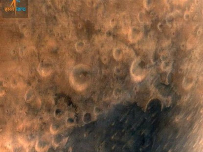 An image of the surface of Mars taken by the Indian orbiter. Photo: Twitter, ISRO