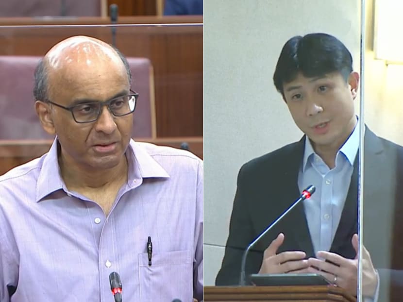 During a debate in Parliament, Mr Tharman Shanmugaratnam (left) took issue with the comments made by Dr Jamus Lim (right) on the PAP Government's social policies.