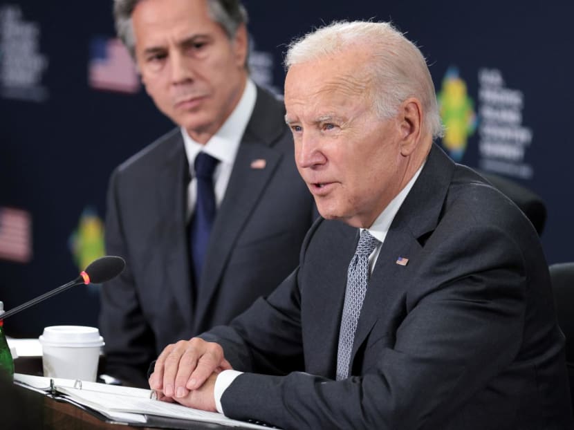 US President Joe Biden hosts the US-Pacific Island Country Summit with Secretary of State Antony Blinken (left) at the State Department in Washington, DC, on Sept 29, 2022.