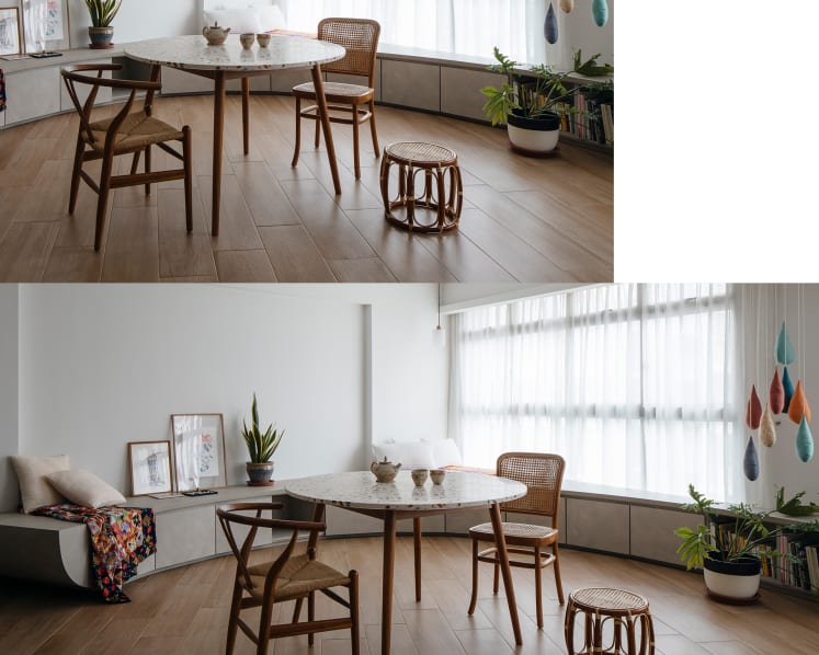 Transforming a 980 sq ft HDB flat with a tricky curved wall into a welcoming space