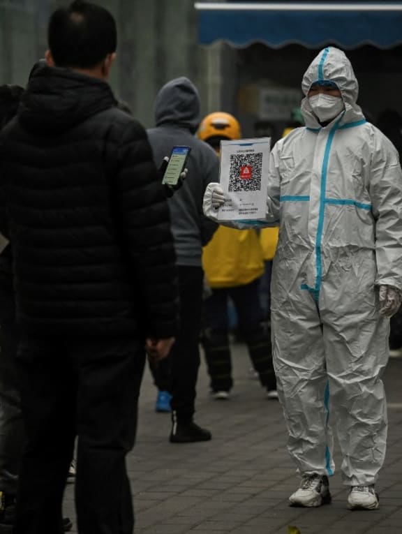 This file photo taken on Nov 20, 2022 shows people queueing to test for the Covid-19 coronavirus at a swab collection station in Beijing. This file photo taken on Nov 20, 2022 shows people queueing to test for the Covid-19 coronavirus at a swab collection station in Beijing.