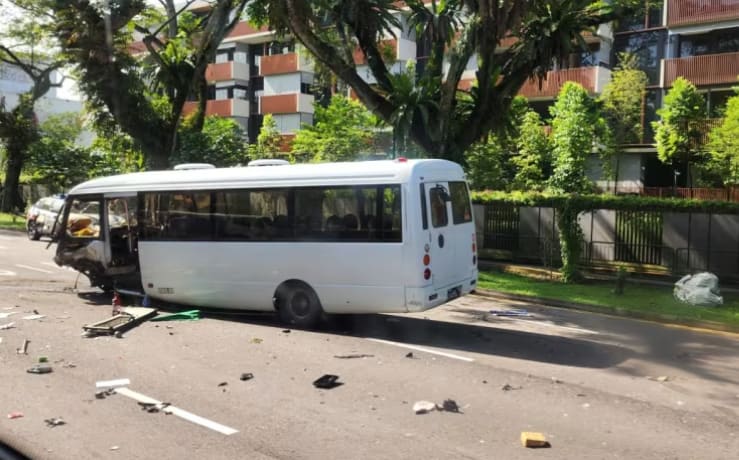 Bukit Timah Accident Leaves School Bus in Flames, Kids Rushed to Hospital