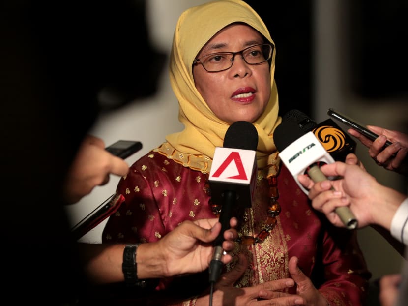 Speaker of Parliament Halimah Yacob speaks at the US Embassy Singapore's annual Iftar event. Photo: Jason Quah/TODAY