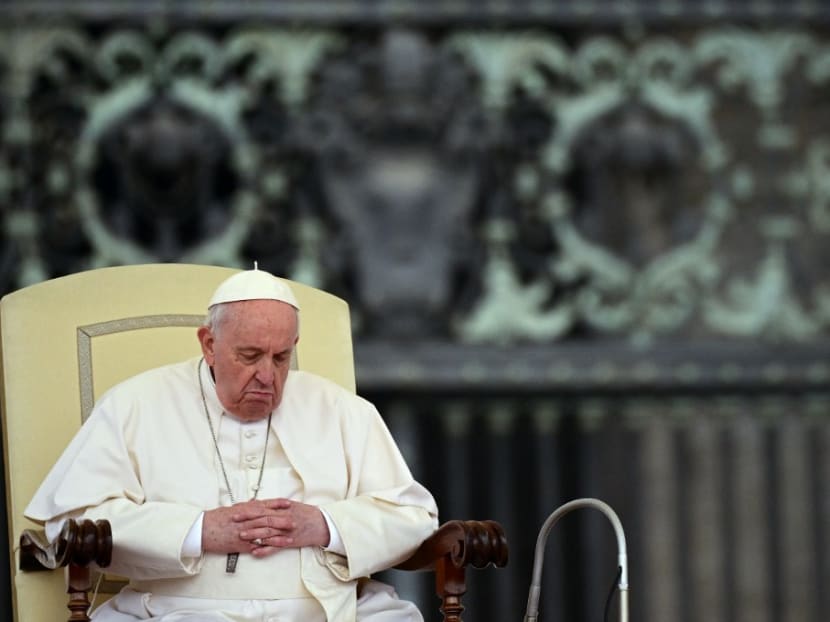 Pope Francis at a weekly general audience in St Peter's square at the Vatican on May 4, 2022.