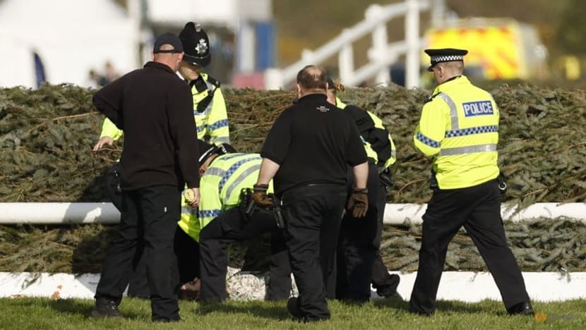 Protesters delay start of Britain's Grand National horse race Protesters delay start of Britain's Grand National horse race