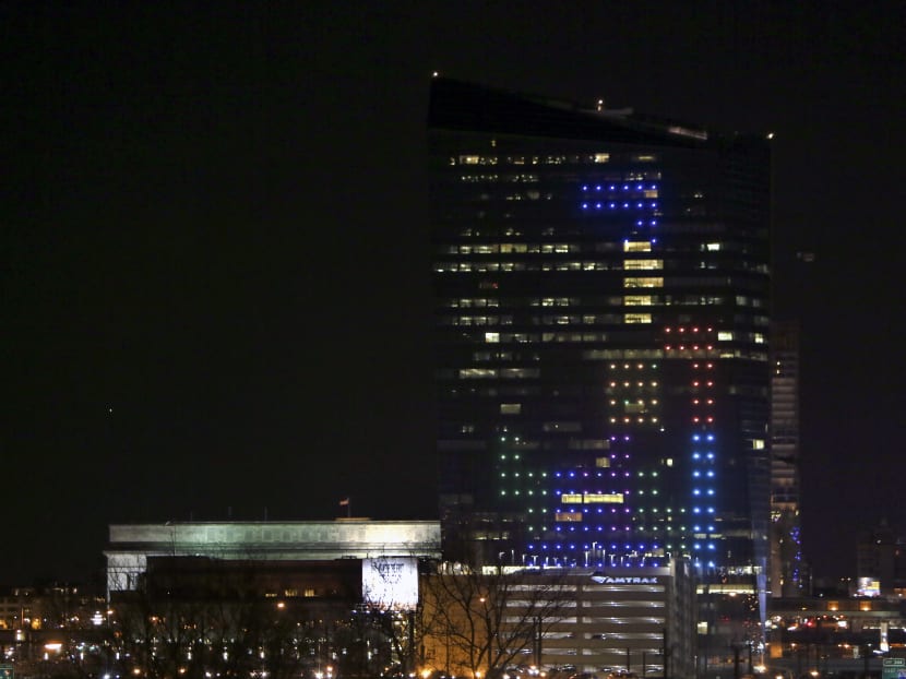 The classic video game Tetris is played on the 29-story Cira Centre in Philadelphia. Photo: AP