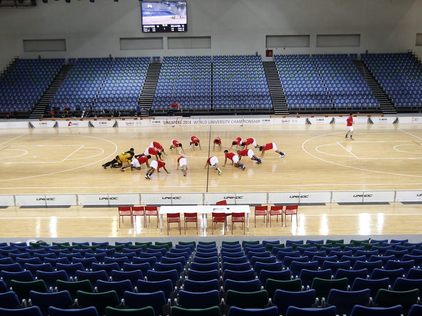 Singapore Team training at OCBC Arena during the 6th World University Floorball Championship on June 17, 2014. TODAY file photo