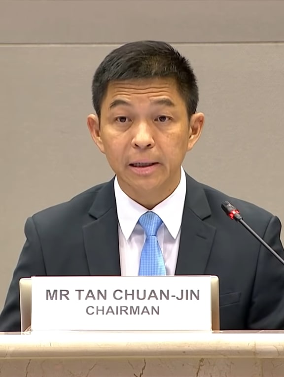 Speaker of Parliament Tan Chuan-Jin at a Committee of Privileges hearing on Dec 10, 2021. 