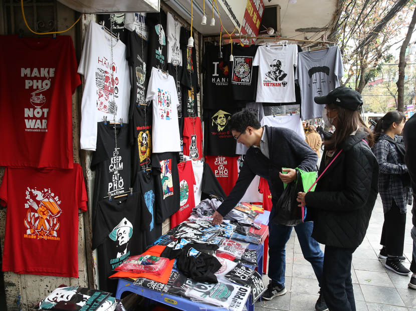 Summit-themed merchandise such as T-shirts, keychains and other souvenirs, as well as food-and-drink promotions have sprung up in recent days in Hanoi, Vietnam, in anticipation of the meeting between United States president Donald Trump and North Korean leader Kim Jong-un. Summit-themed merchandise such as T-shirts, keychains and other souvenirs, as well as food-and-drink promotions have sprung up in recent days in Hanoi, Vietnam, in anticipation of the meeting between United States president Donald Trump and North Korean leader Kim Jong-un.