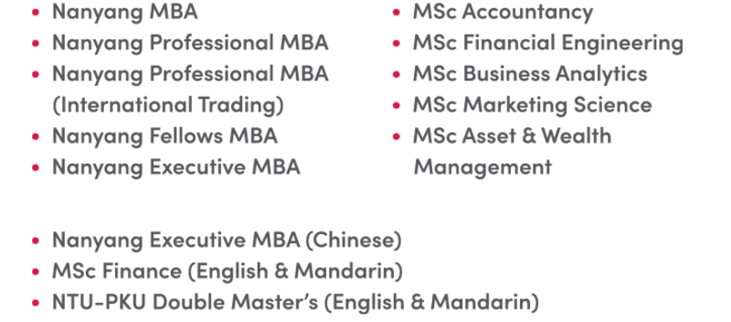 POSTGRADUATE PROGRAMMES AT NANYANG BUSINESS SCHOOL