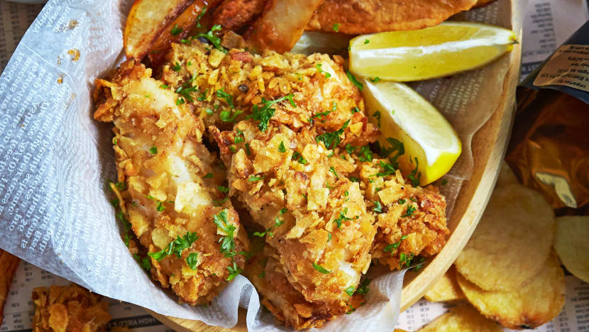 Potato Chip-Crusted Baked Fish & Chips