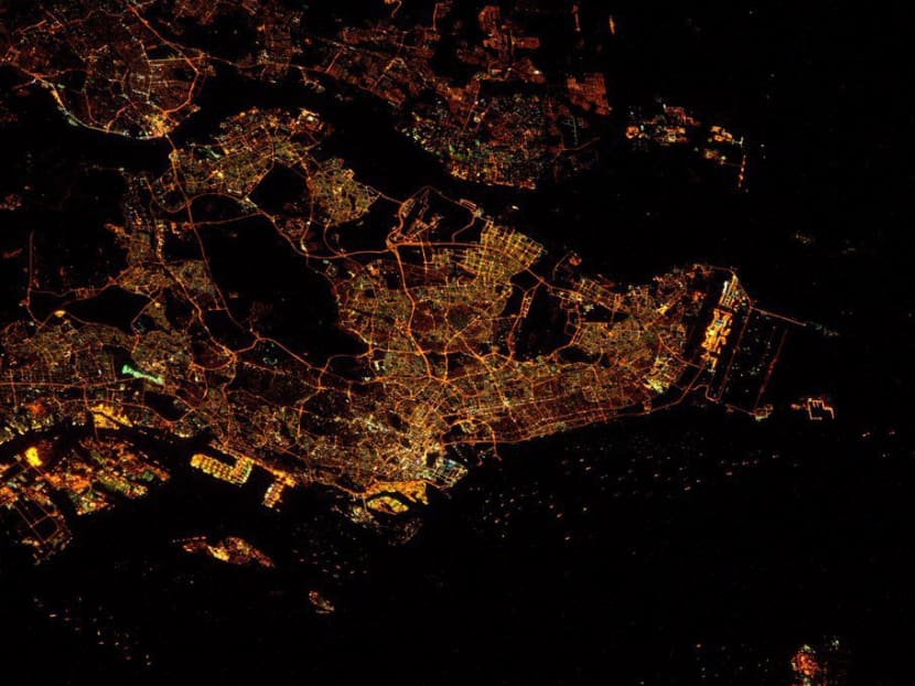 Singapore at night from the ISS. Photo: NASA via Twitter