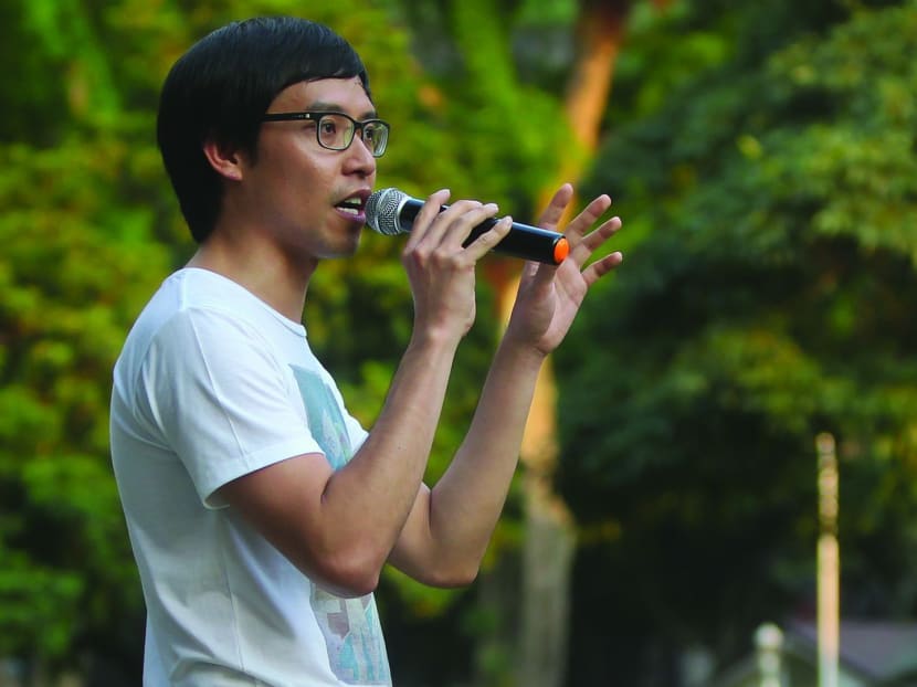 Political activist and blogger of The Heart Truths Roy Ngerng speaking at a May Day rally held at Hong Lim Park. TODAY file photo