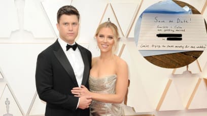 Scarlett Johansson And Colin Jost Handwrote Their Save-The-Date Cards To "Save Money For The Wedding"