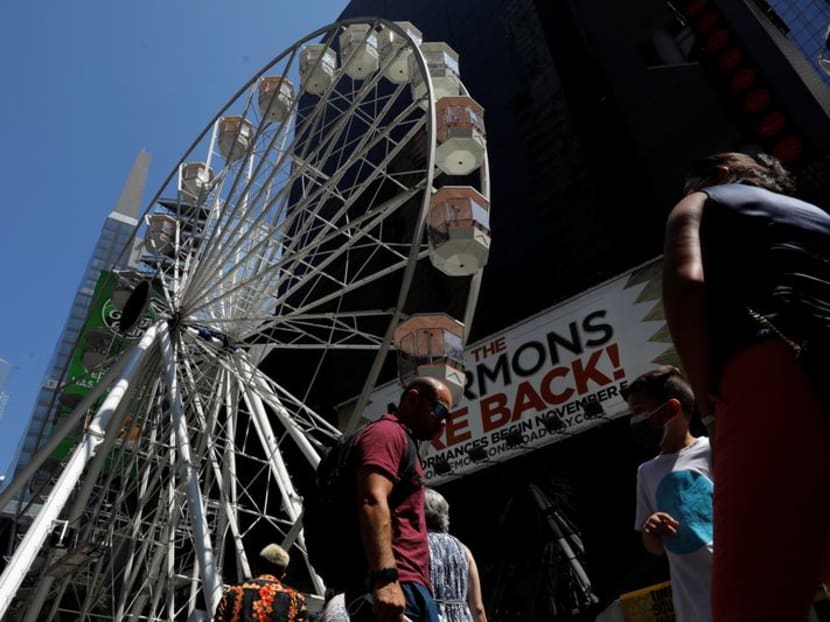 A Ferris wheel lifts spirits in New York's Times Square A Ferris wheel lifts spirits in New York's Times Square